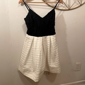 Black and white texture and lace dress